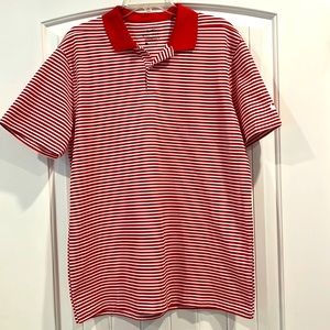 Men’s Nike DRI-FIT standard fit polo. Red and white stripes Excellent condition